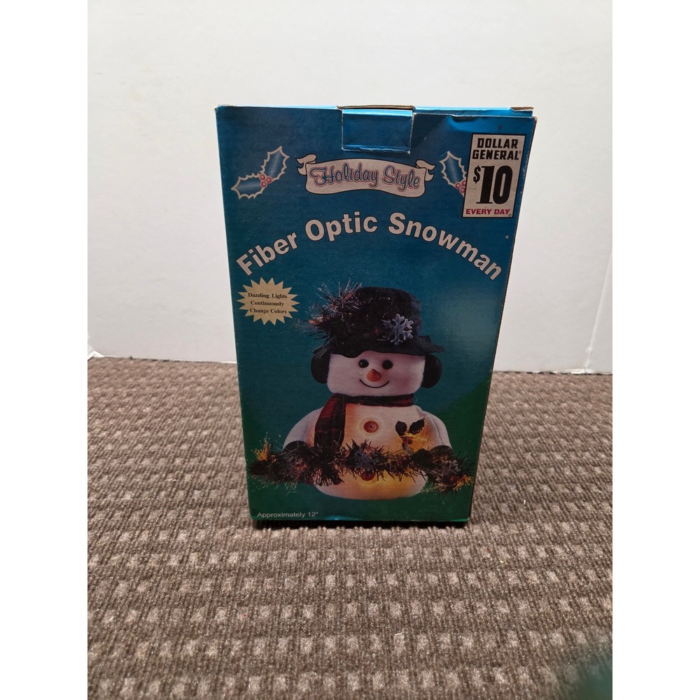 Vintage Holiday Style 12 Inch Fiber Optic Snowman Color Changing Christmas Decor